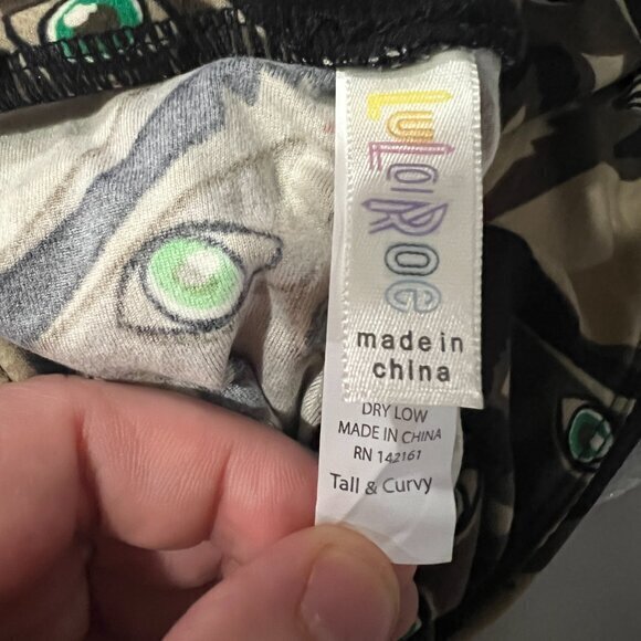 Lularoe TC Tall & Curvy Sly Fox Leggings Brown Wolf Black Cat Animal Novelty - Picture 6 of 7